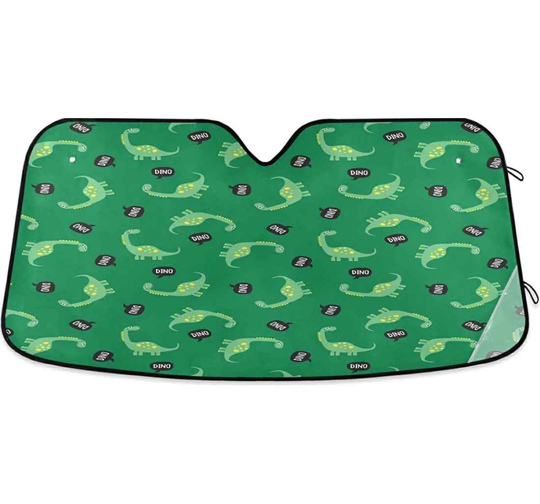 Green Dinosaur Speech Bubble Auto Sun Shade