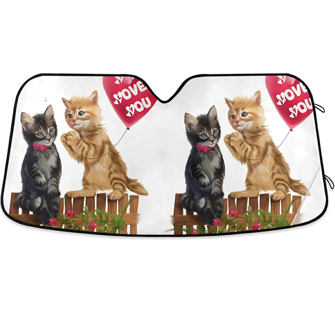 Kitten Heart Balloon Auto Sun Shade
