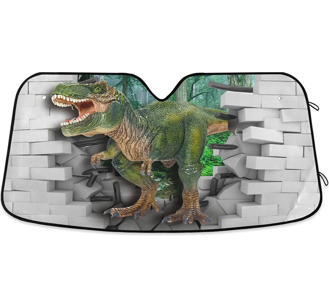 Dinosaur Breaking Through Wall Auto Sun Shade