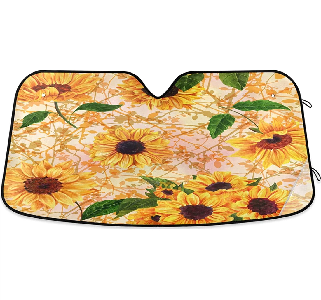 Vibrant Yellow Sunflowers Branches Auto Sun Shade