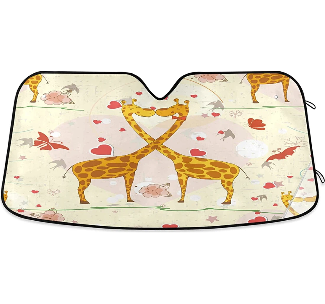 Giraffe Heart Flower Butterfly Auto Sun Shade