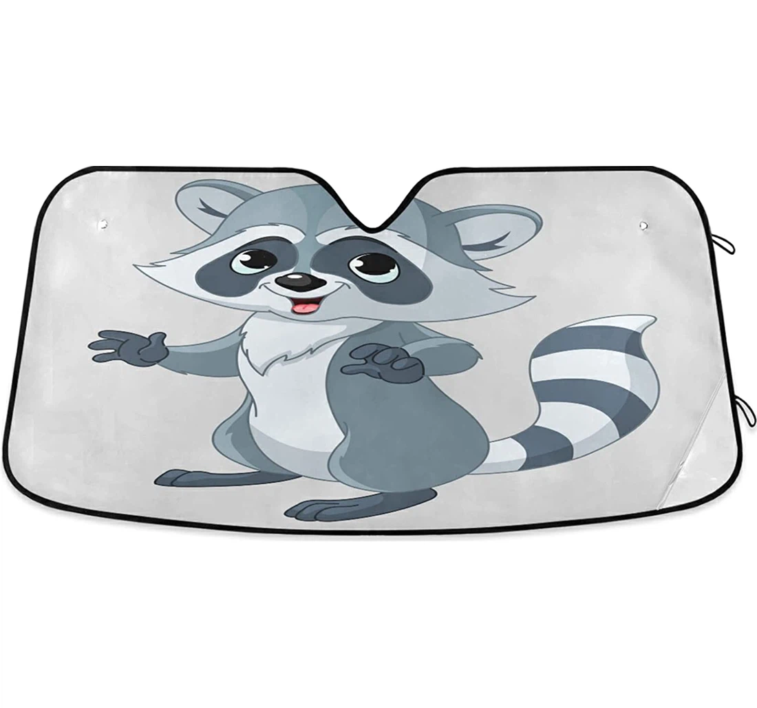 Cute Cartoon Raccoon Auto Sun Shade