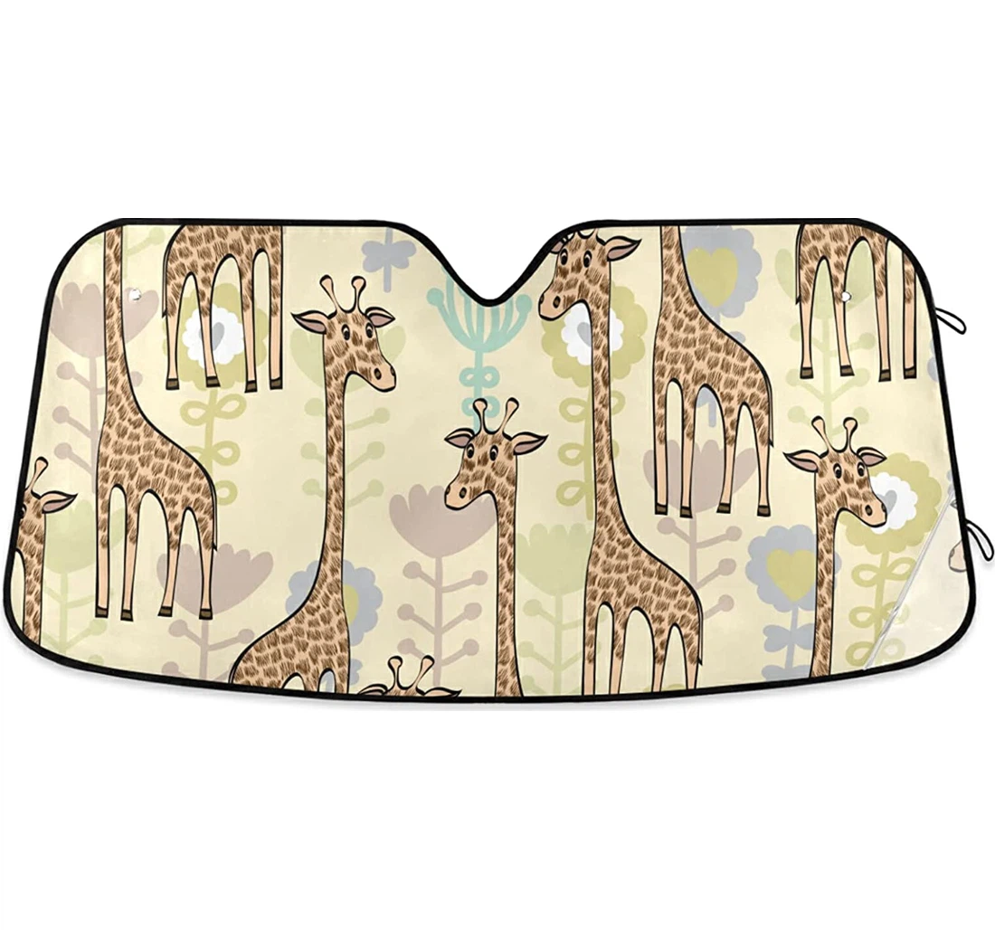 Cute Babies Giraffe Auto Sun Shade