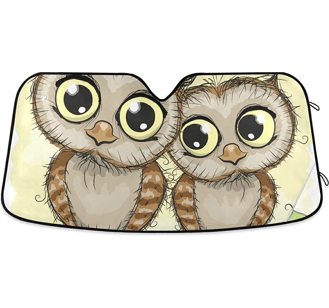 Cute Cartoon Owls Auto Sun Shade