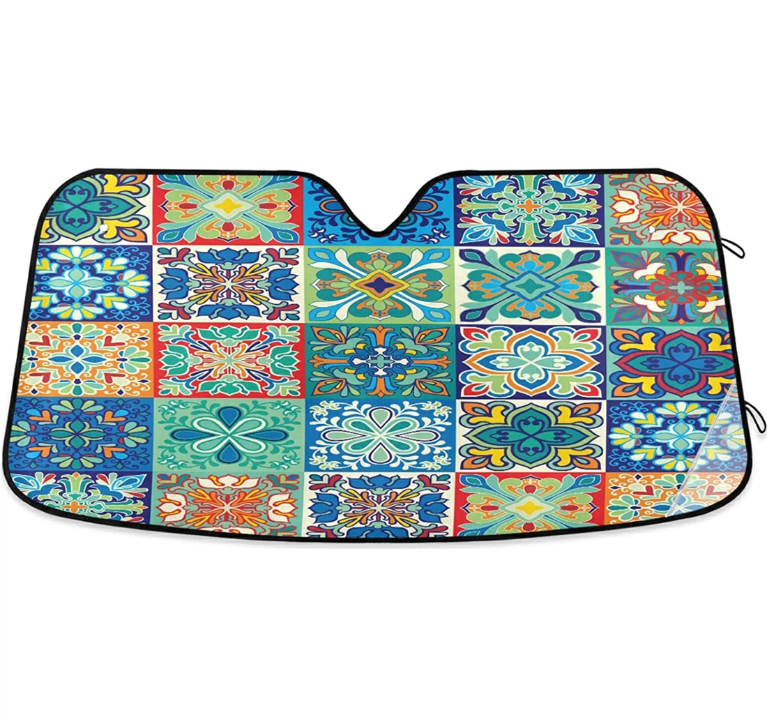Mexican Style Tile Pattern Auto Sun Shade