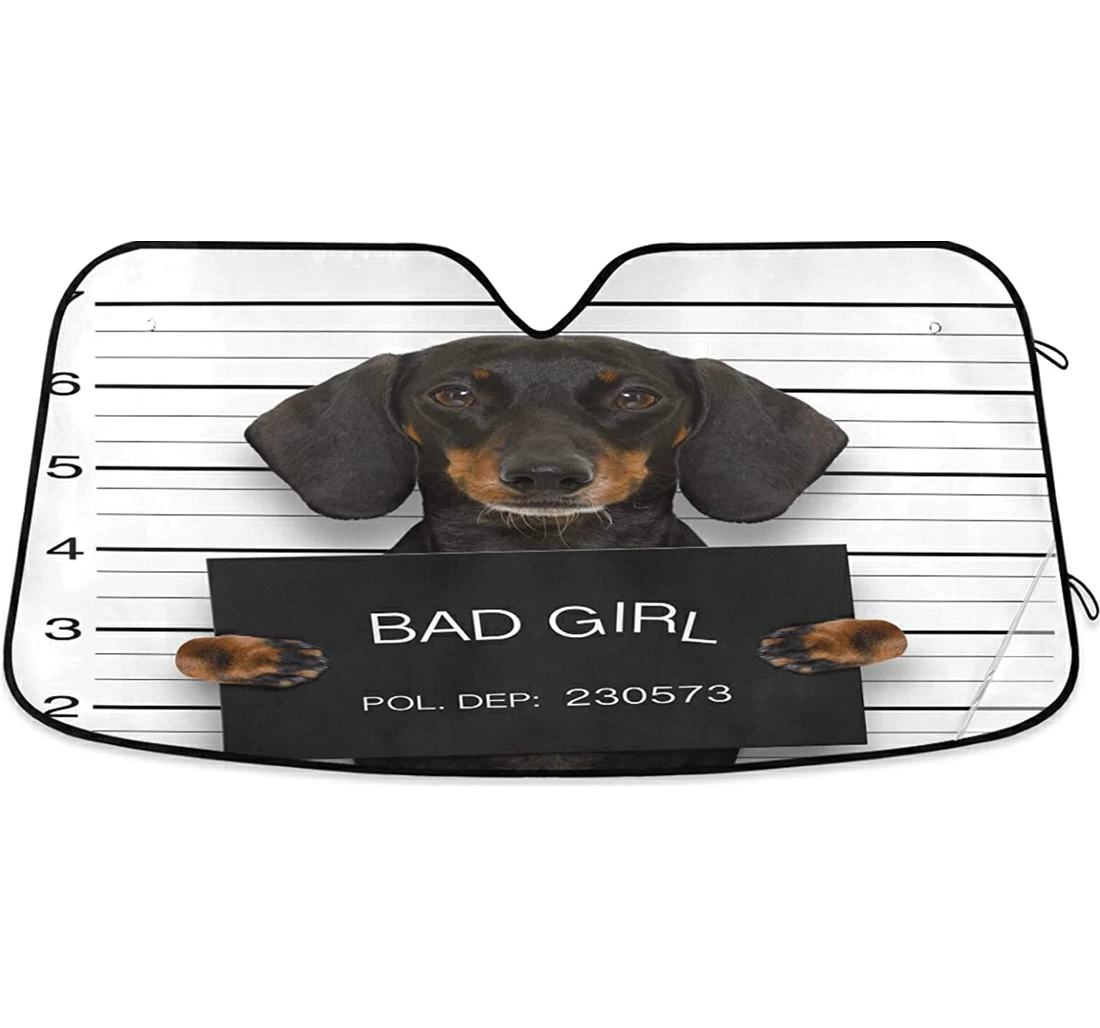 Funny Bad Dog Arrested Auto Sun Shade