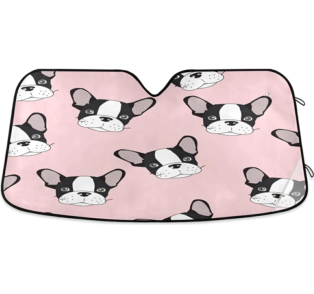 Cute Black Puppy Bulldog Dog Head Auto Sun Shade