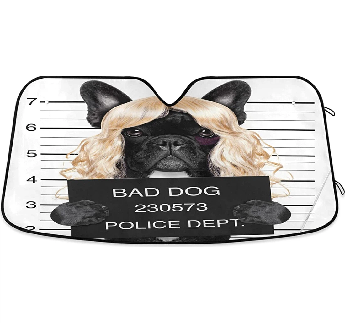 Funny Bad Dog Arrested Auto Sun Shade