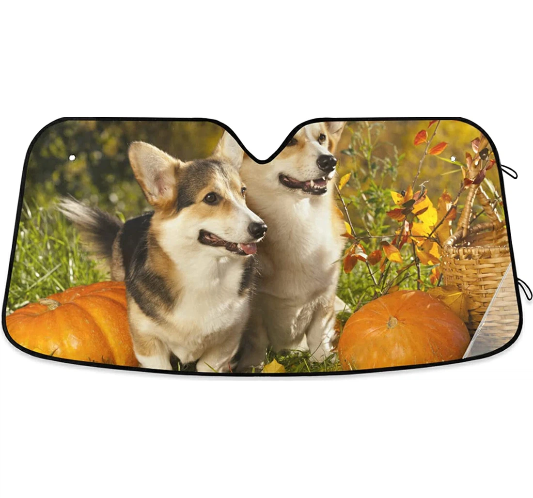 Corgi Dog Pumpkin Auto Sun Shade