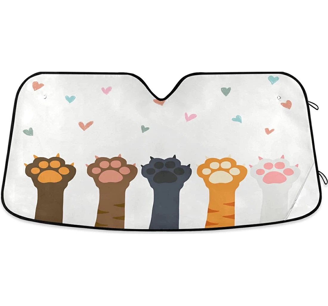 Cute Colorful Kitten Cat Paws Hands Auto Sun Shade