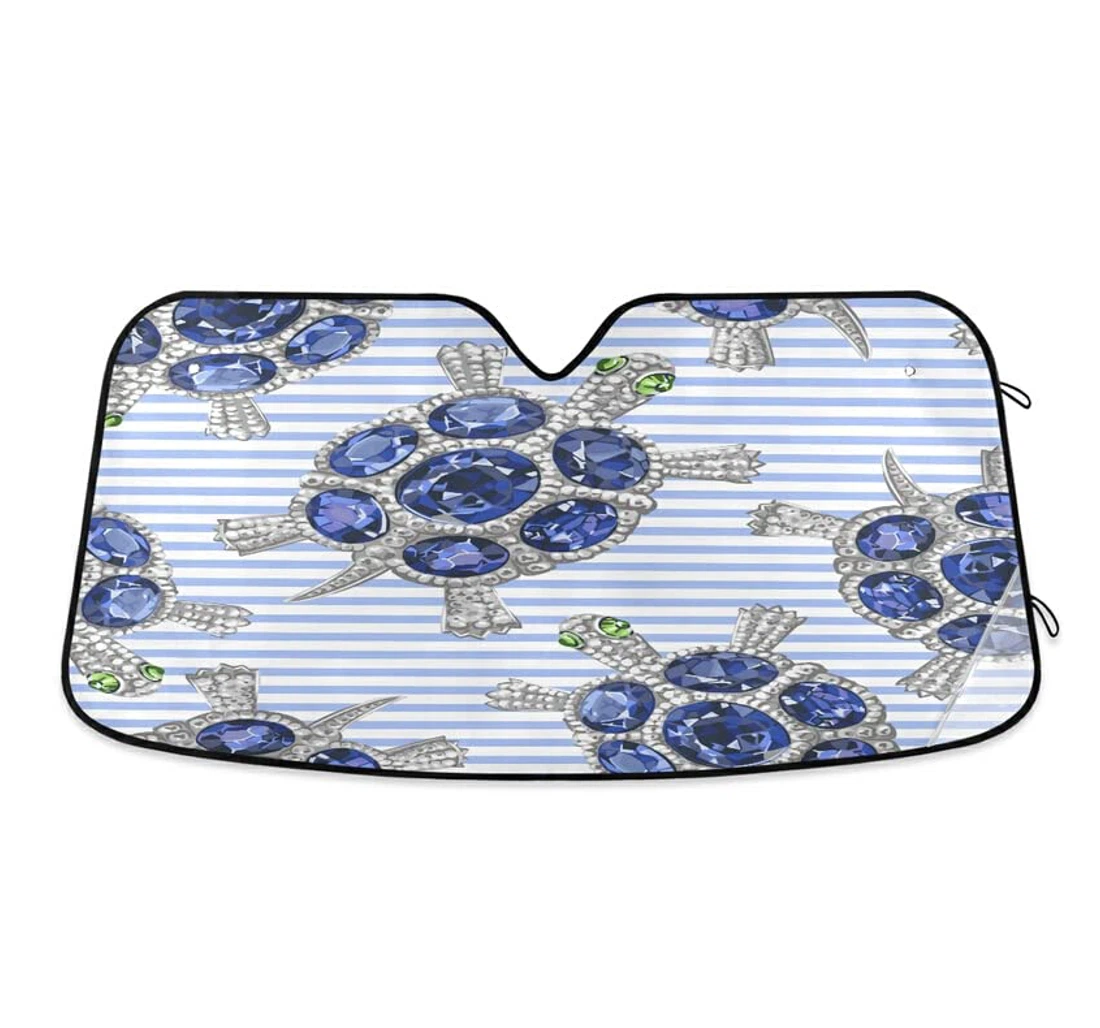 Jewelry Turtle Blue Stones Auto Sun Shade