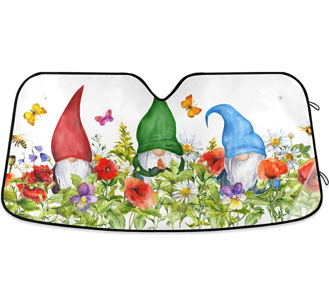 Gnomes Flowers Auto Sun Shade