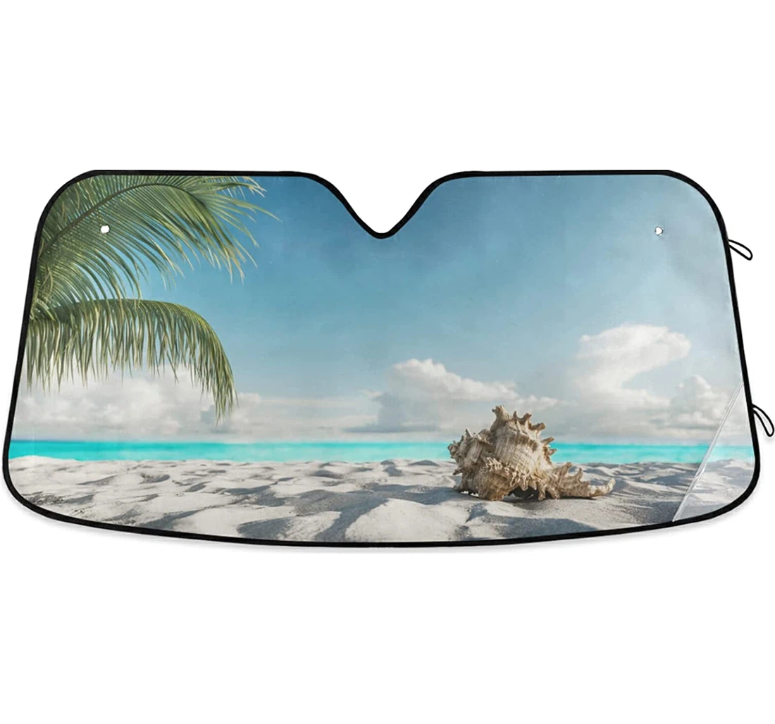 Summer Seashell White Sand Beach Blue Sea Auto Sun Shade