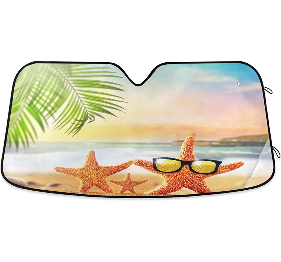 Summer Beach Starfish Family Auto Sun Shade