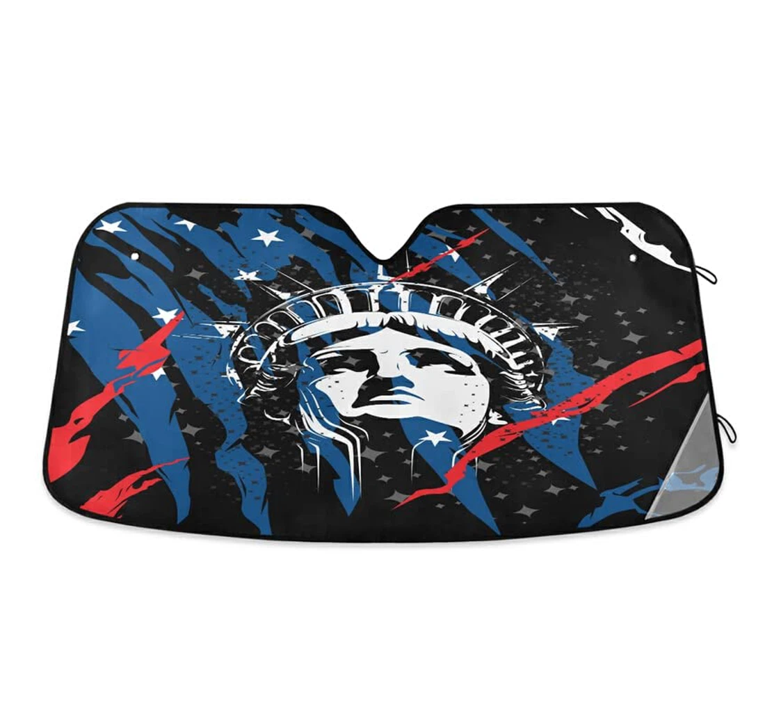 Statue Of Liberty Rerto Happy Independence Day Auto Sun Shade