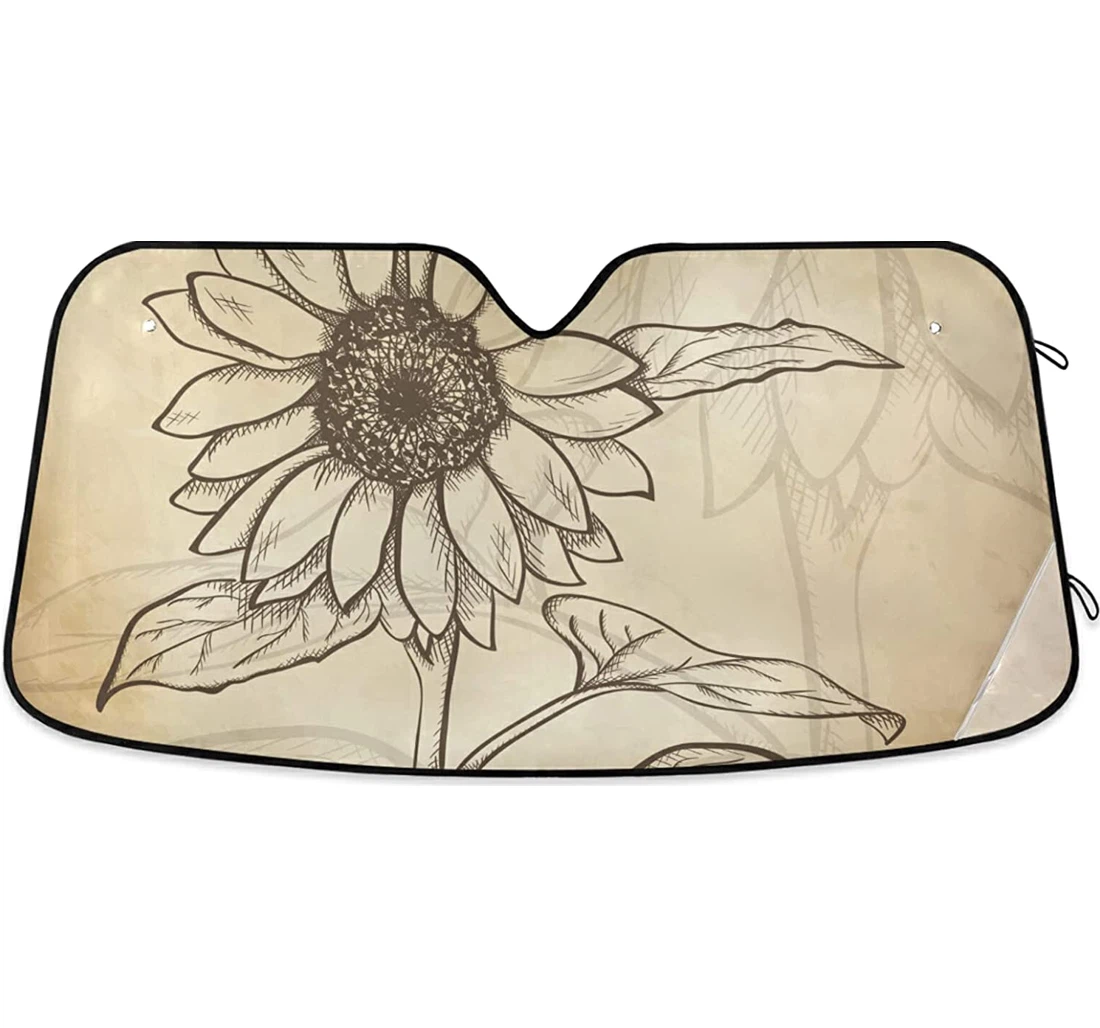 Sketch Sunflower Auto Sun Shade