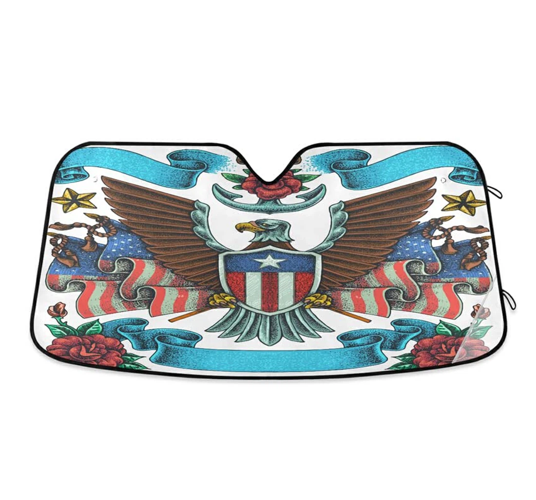 America Eagle Tattoo Vintage Independense Day Auto Sun Shade