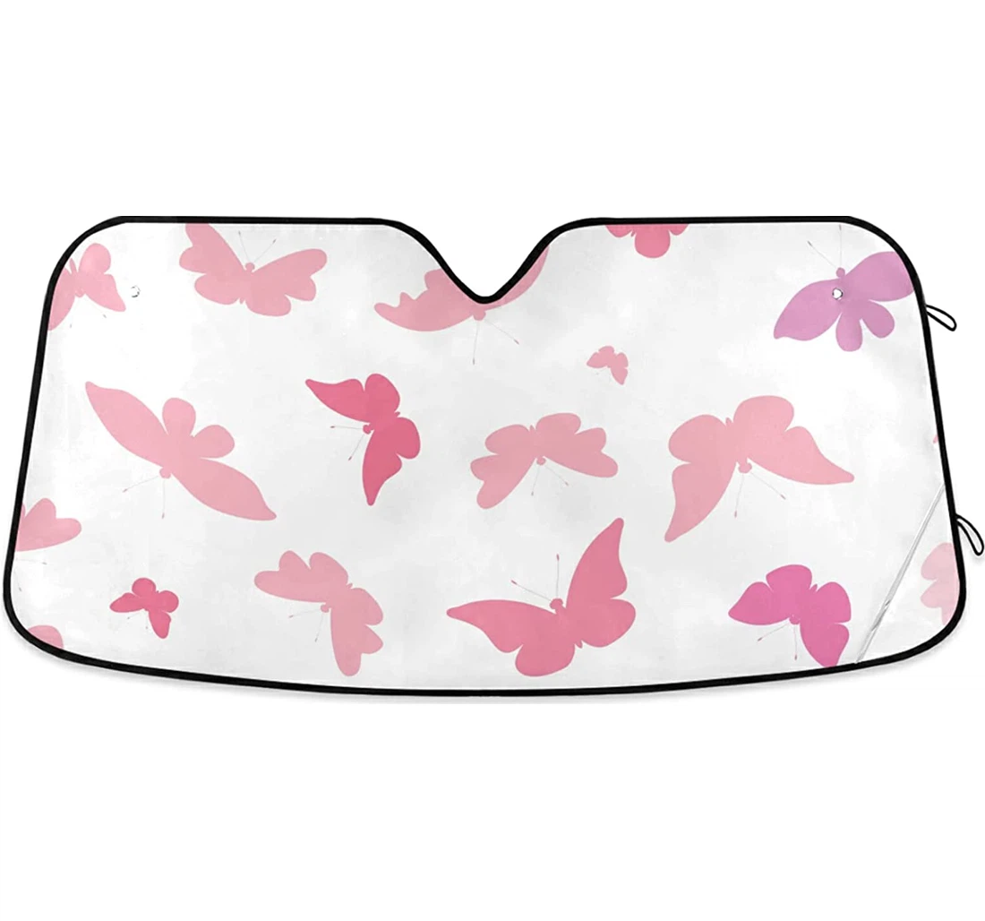 Pink Butterflies Pickup Auto Sun Shade