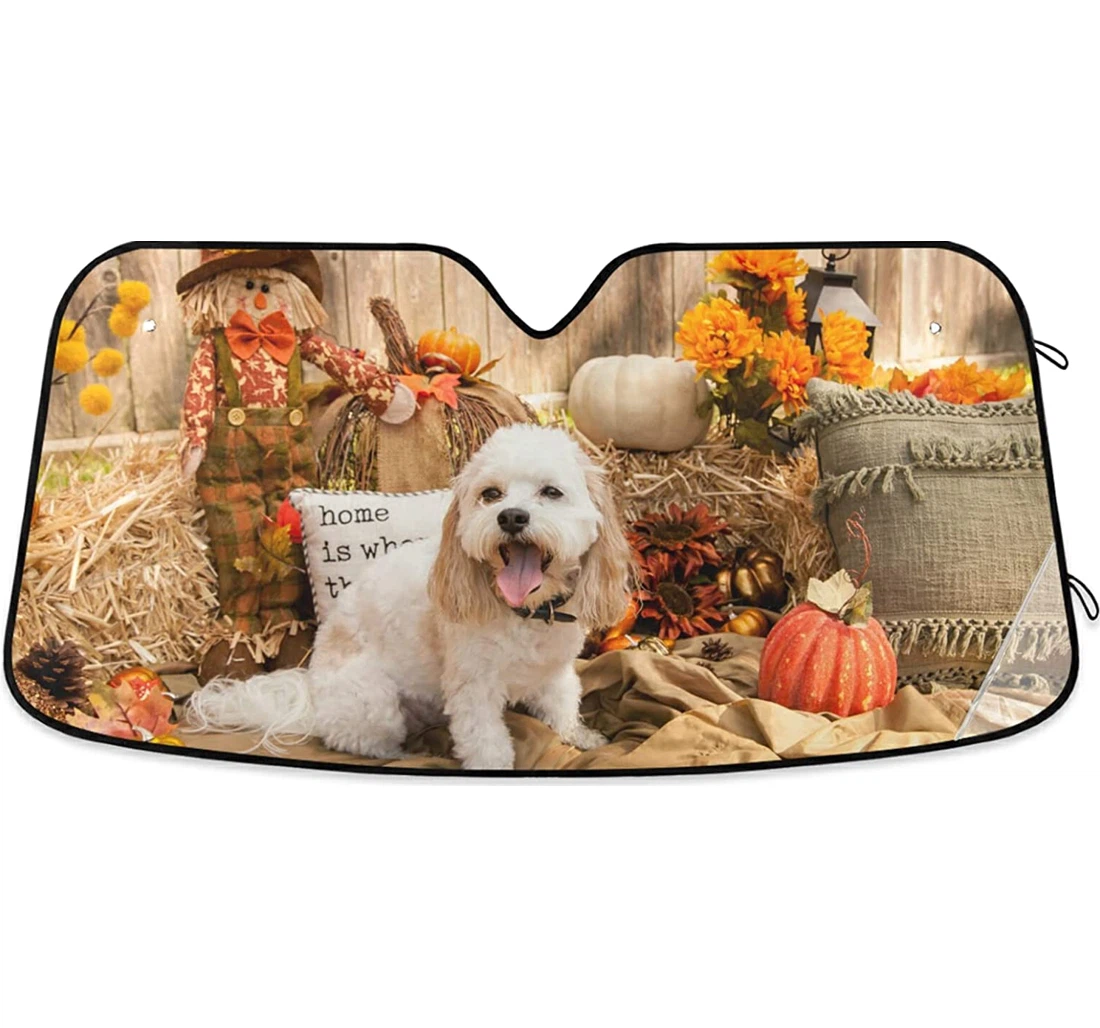 Dog Pumpkin Fall Autumn Auto Sun Shade