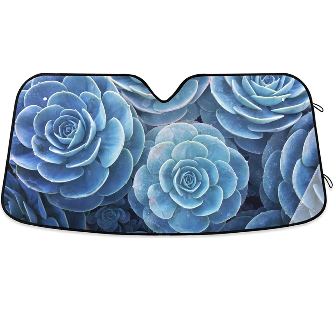 Blue Succulents Vibrant Auto Sun Shade