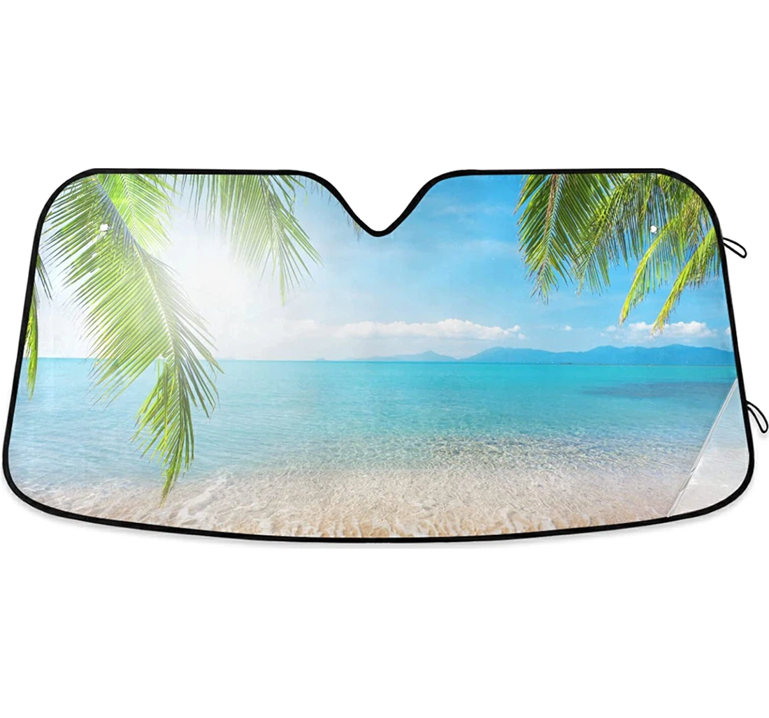 Beach Palm Leaves Summer Hello Summer Auto Sun Shade