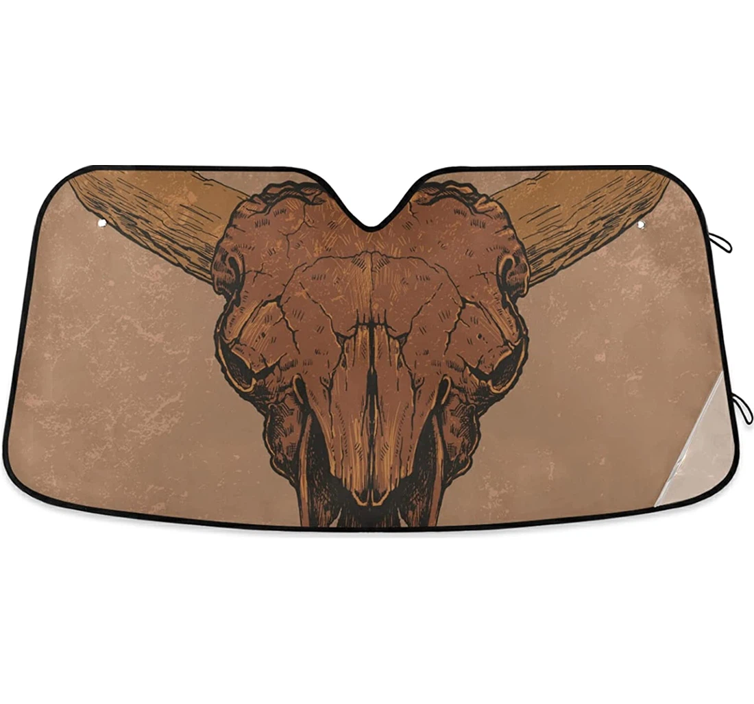 Vintage Cow Skull Auto Sun Shade