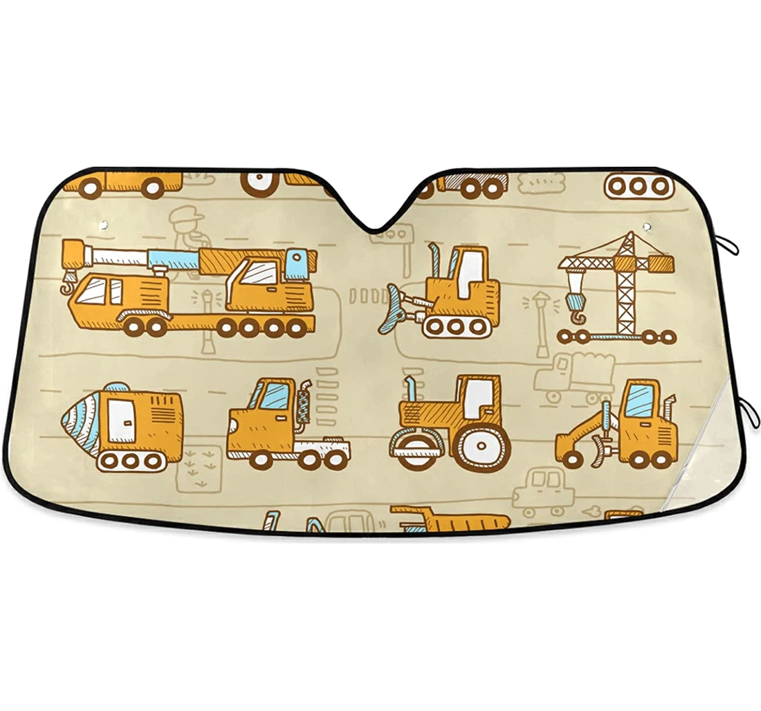 Funny Yellow Construction Auto Sun Shade