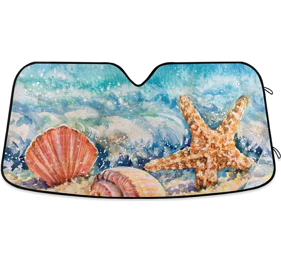 Summer Beach Seashells Sea Star Sand Auto Sun Shade