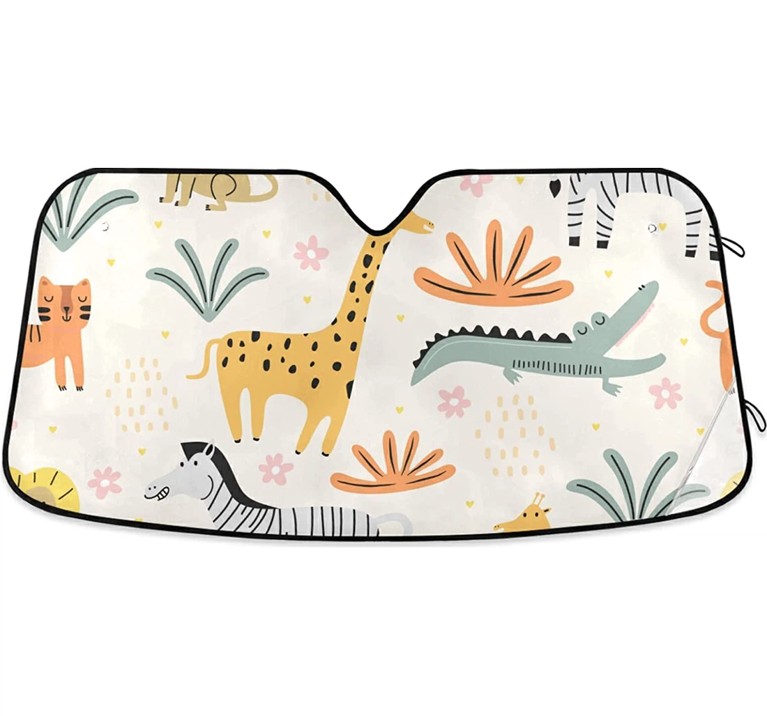 Animals Zebra Giraffe Auto Sun Shade