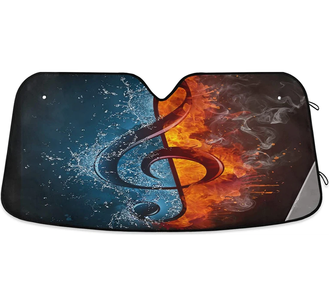 Treble Clef Water Fire Auto Sun Shade