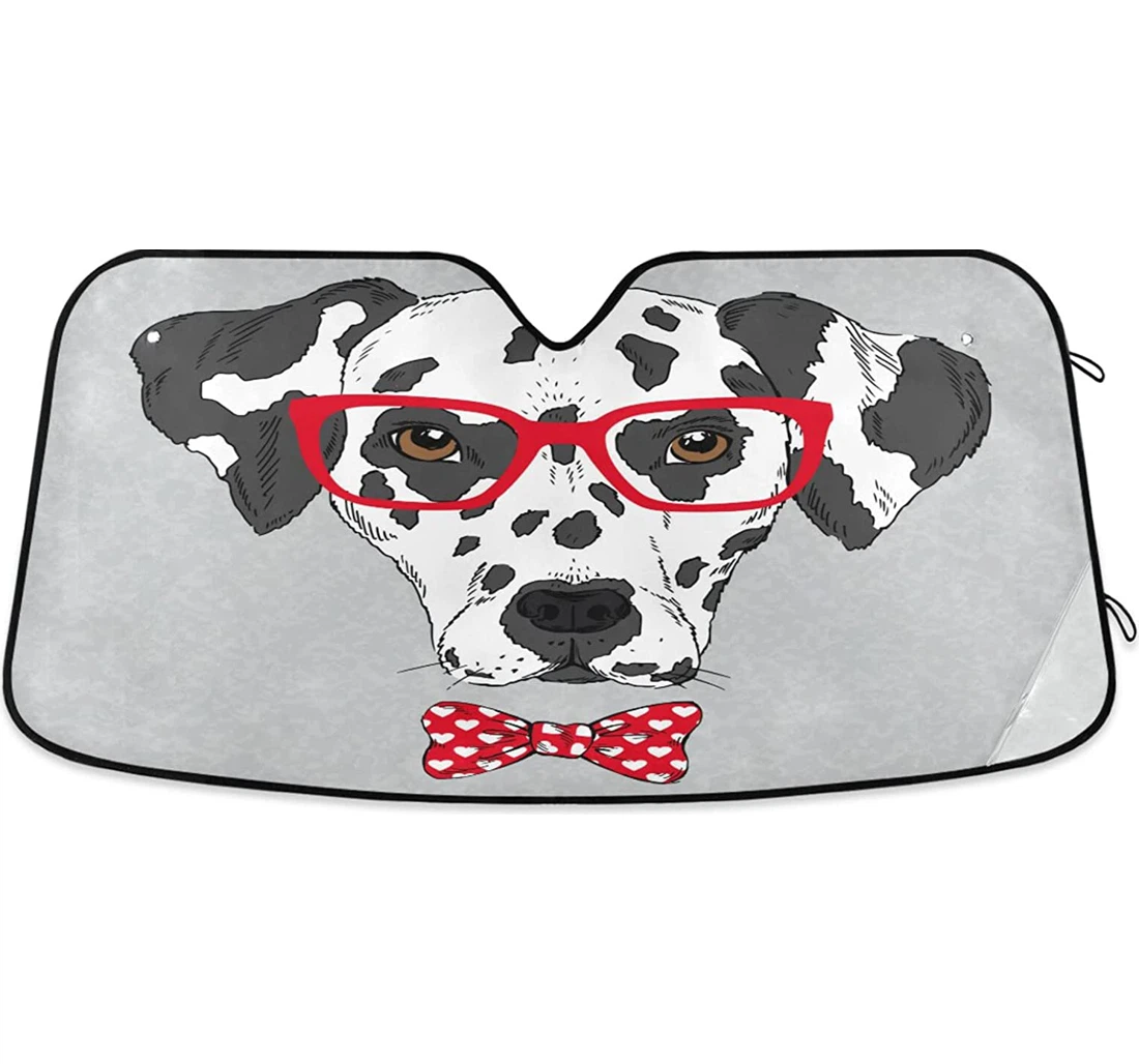 Dalmatian Dog With Glasses Auto Sun Shade