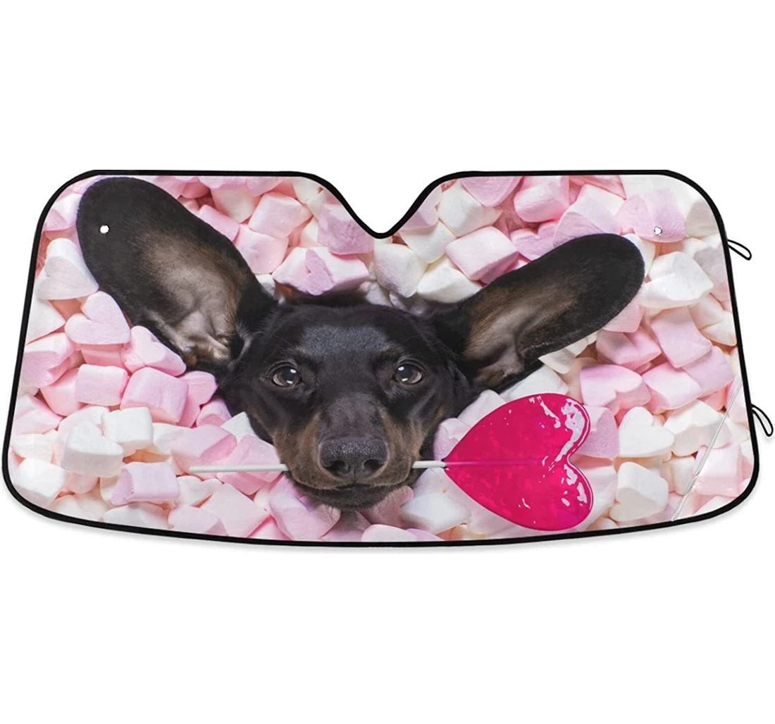Cute Dachshund Dog Pink Sweet Puppy Auto Sun Shade