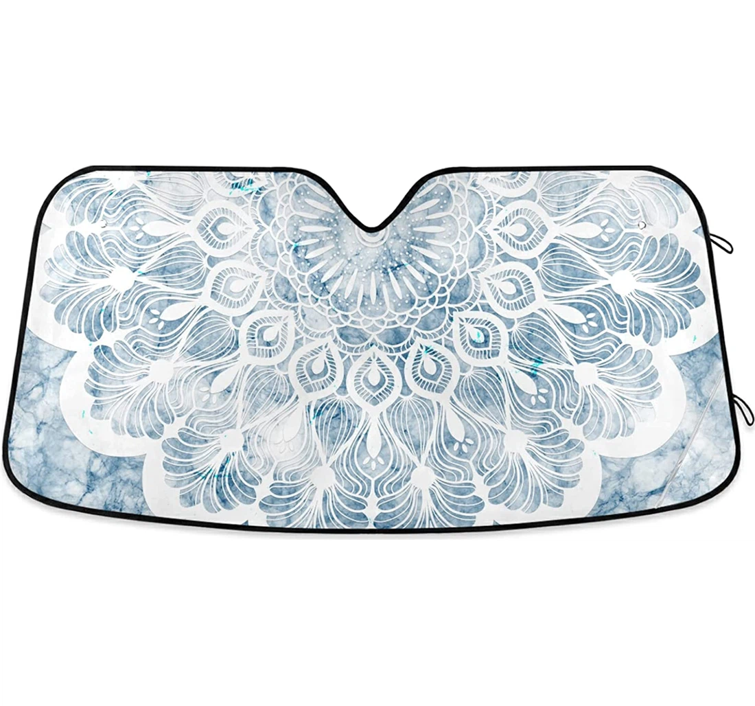 Blue Mandala Bohemian Flower Auto Sun Shade