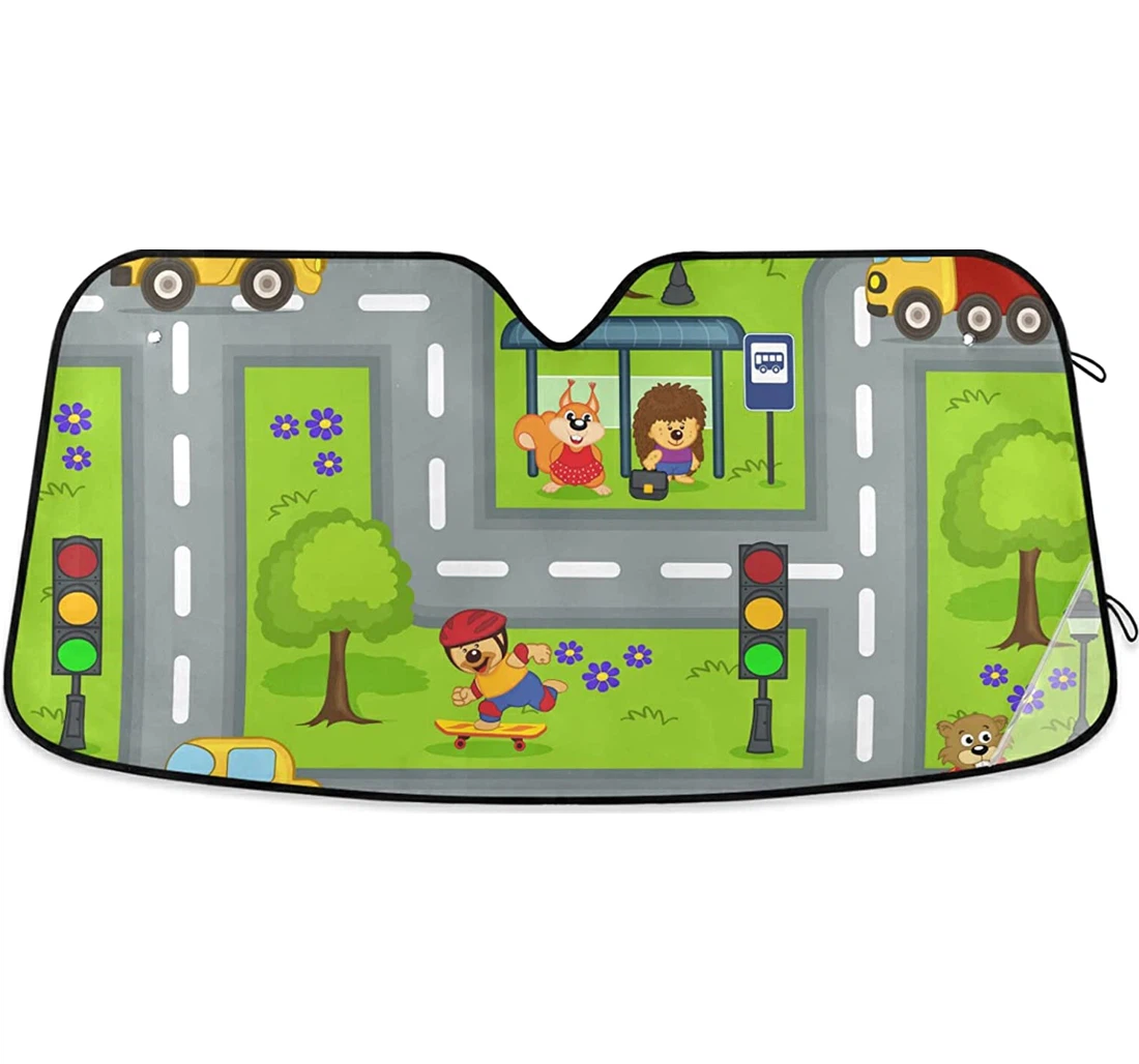 Transport Forest Animals The Road Auto Sun Shade