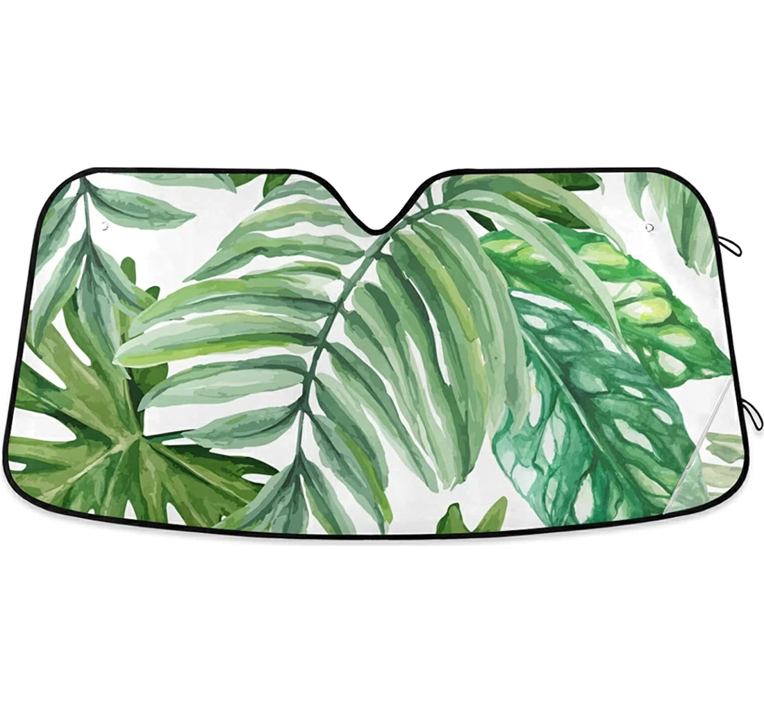 Green Palm Leaves Tropical Plants Auto Sun Shade