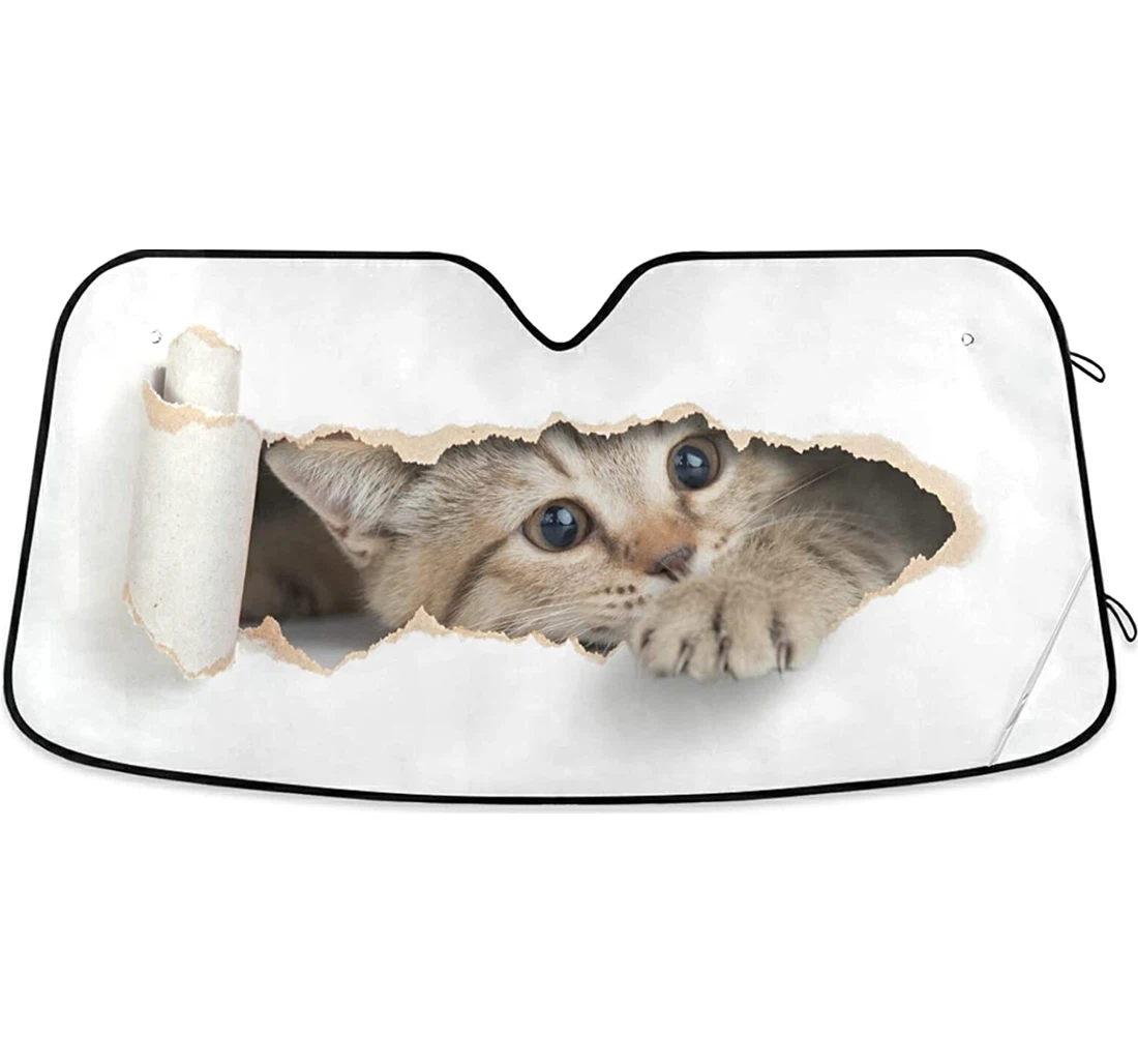 Funny Cat Paper Hole D Auto Sun Shade