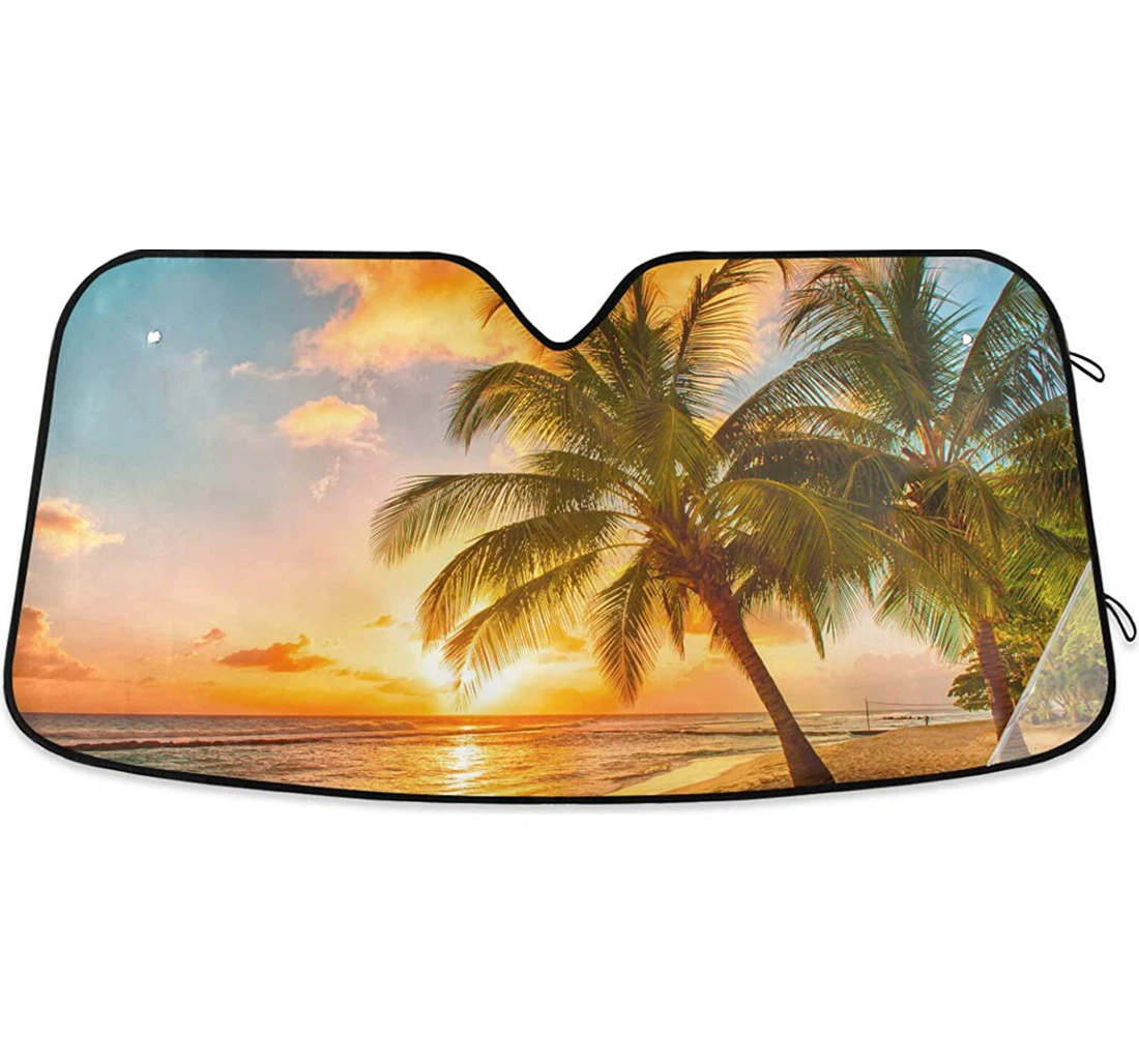 Barbados Coconut Trees Beach Auto Sun Shade