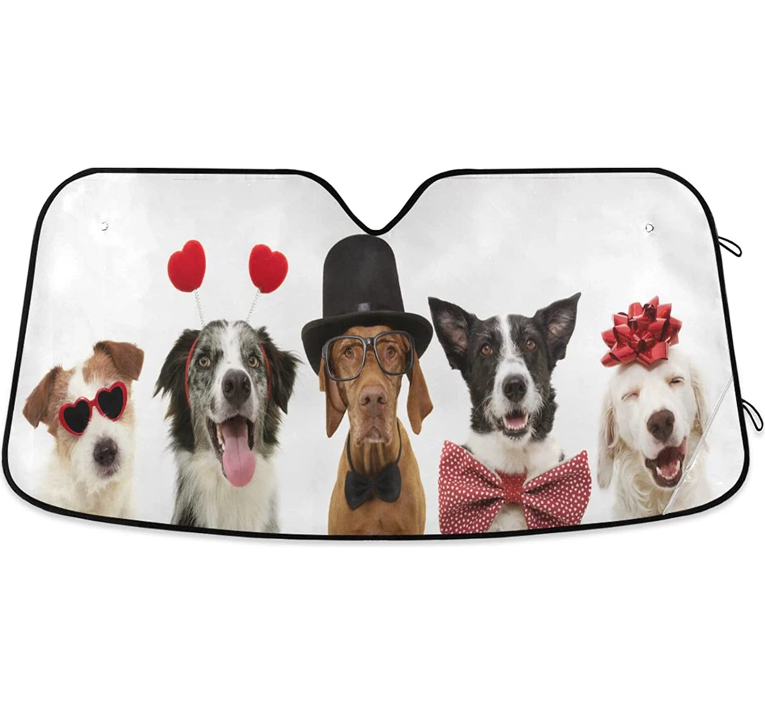 Funny Dog Family Cute Puppy Auto Sun Shade