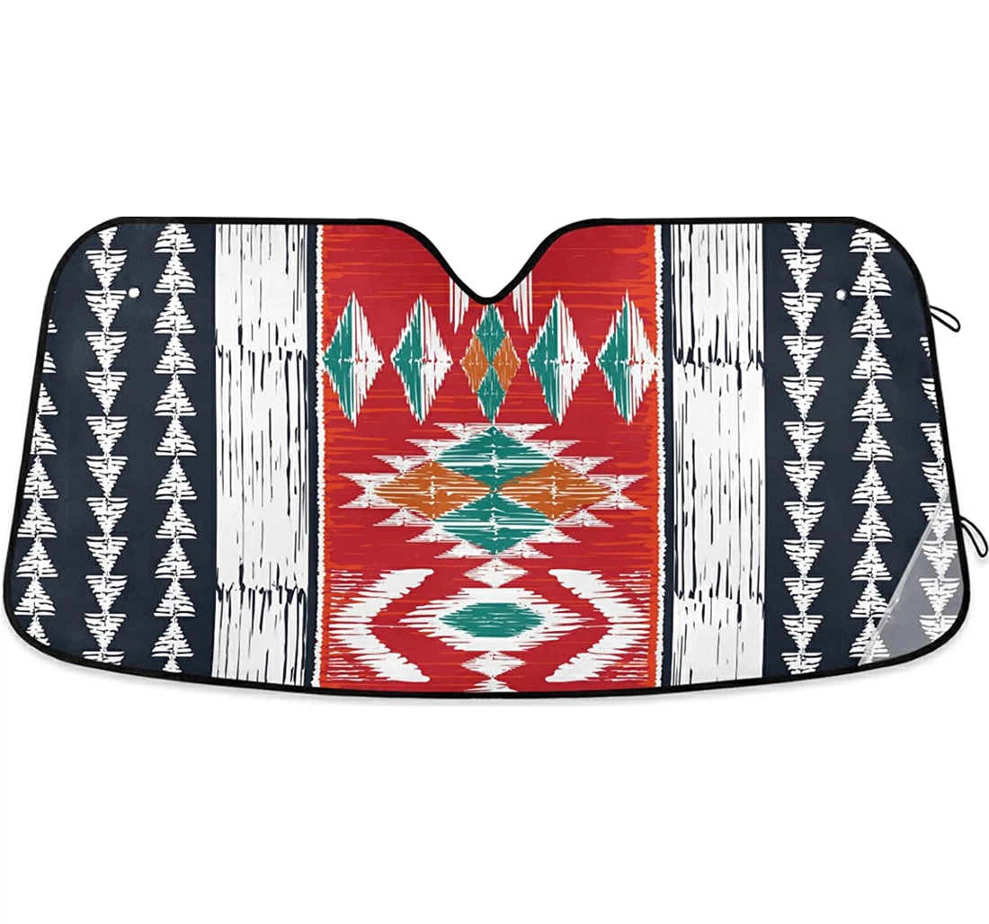 Indian Tribal Aztec Geometric Pattern Auto Sun Shade