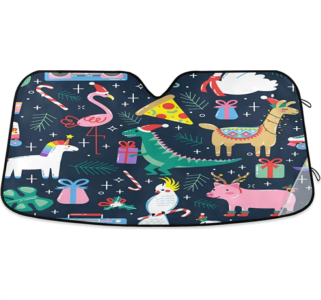 Christmas Cute Funny Animals Auto Sun Shade