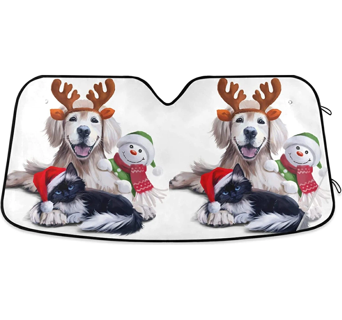 Dog Cat Snowman Auto Sun Shade