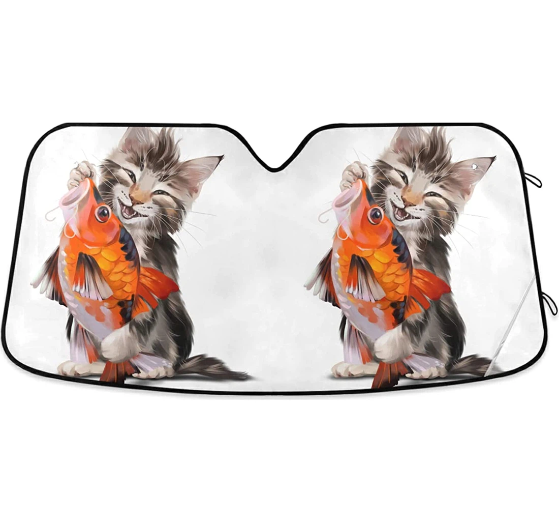 Fluffy Cat Koi Fish Auto Sun Shade