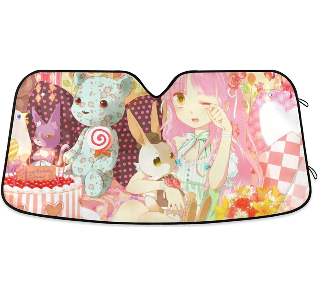Anime Girl Bear Auto Sun Shade