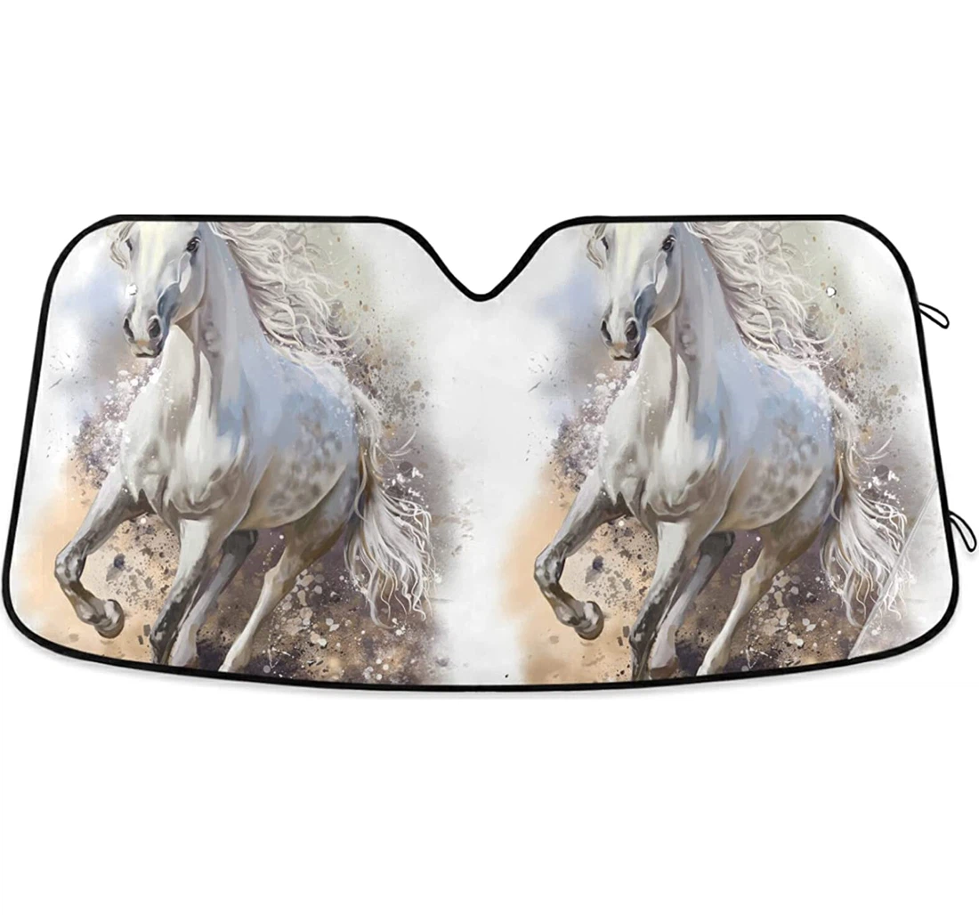 White Horse Runs Auto Sun Shade