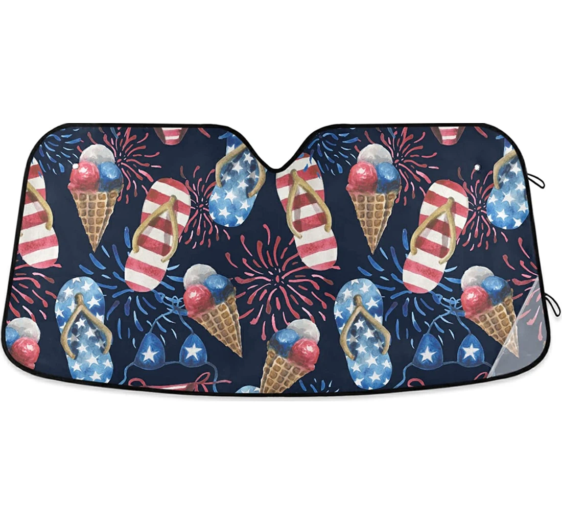 Beach Slippers Fireworks Patriotic Jeep Auto Sun Shade