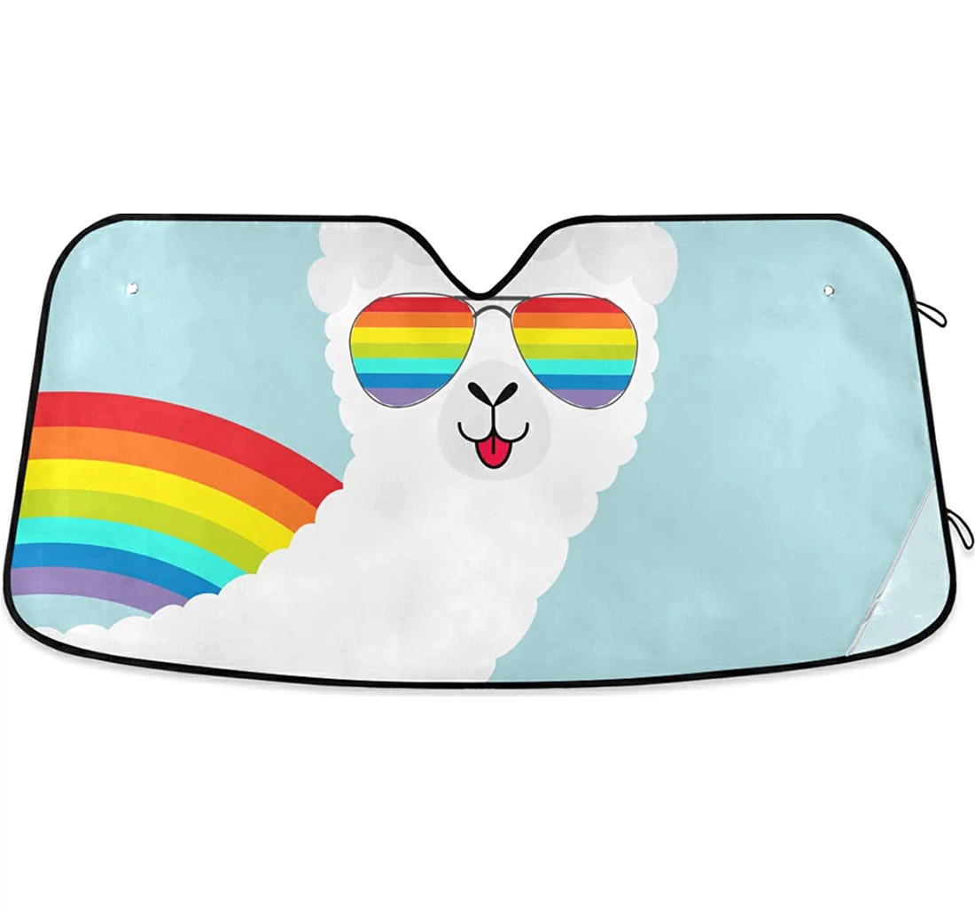 Alpaca Llama Rainbow Auto Sun Shade