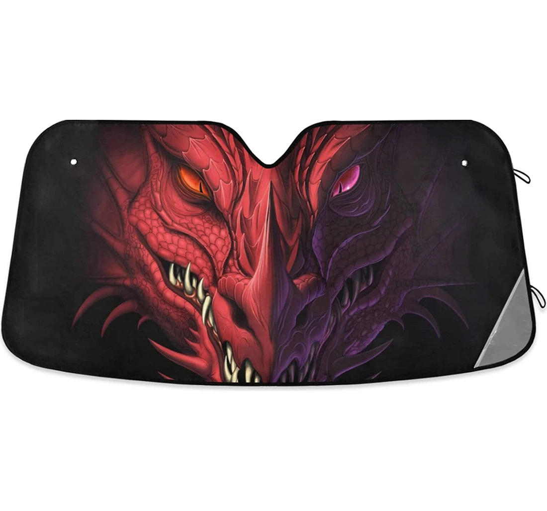Angry Red Dragon Head With General Purpose Auto Sun Shade