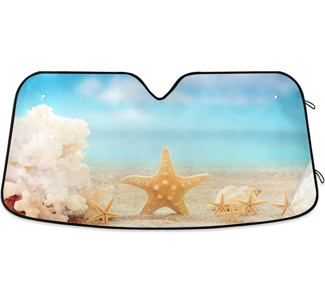 Sandy Beach Coral Summer Seashell Starfish Auto Sun Shade