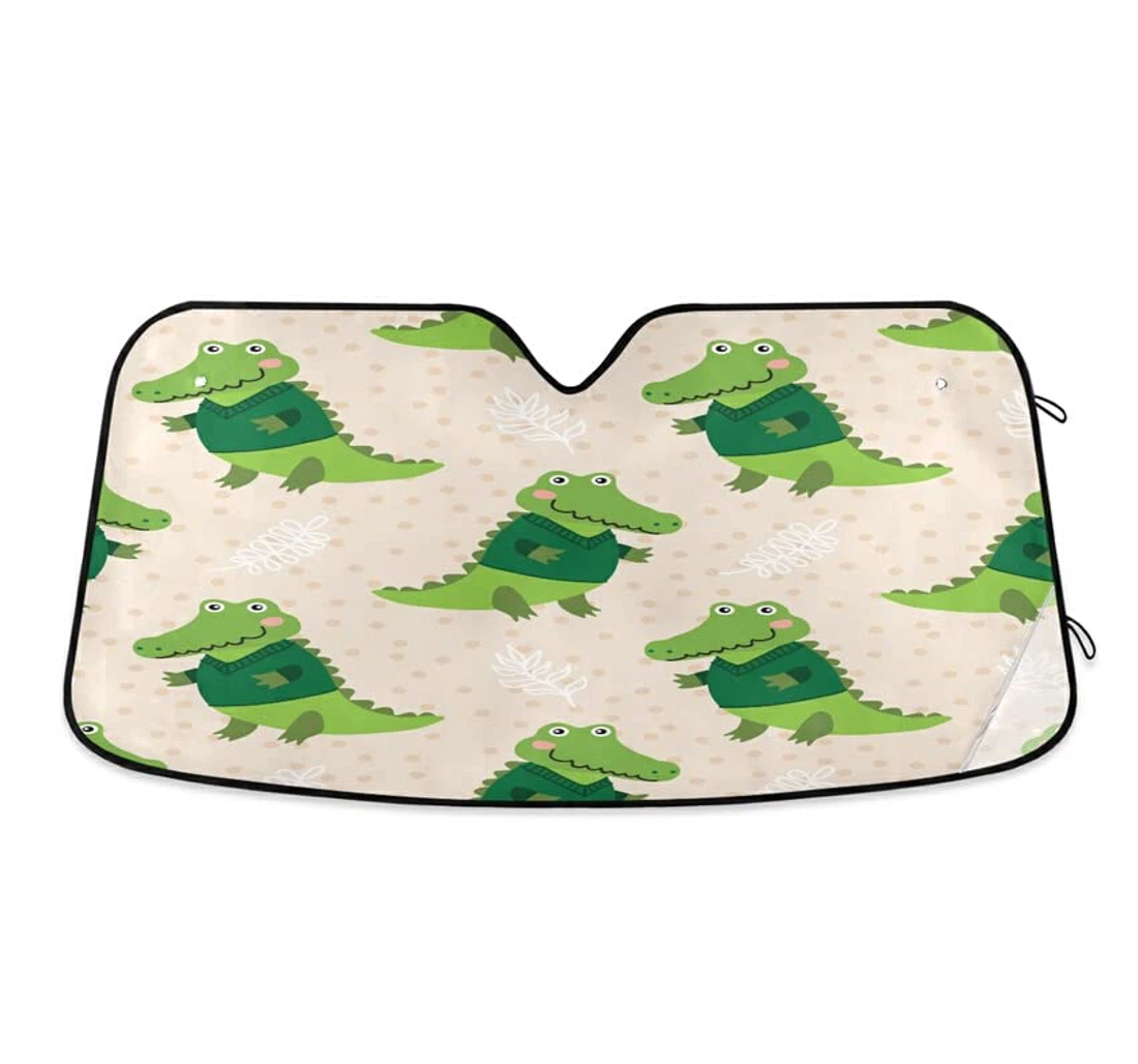 Cute Cartoon Crocodile Seamless Pattern Auto Sun Shade