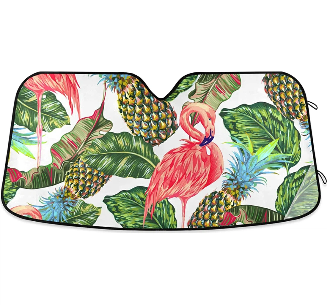 Flamingo Palm Leaves Pickup Auto Sun Shade